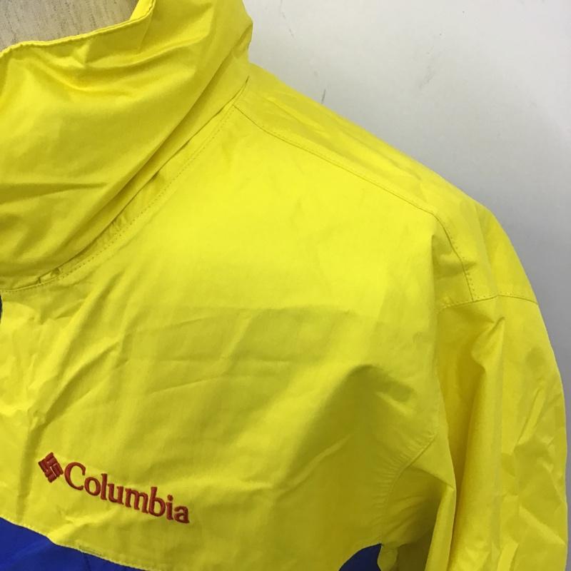 コロンビア Columbia ジャケット、上着 ジャンパー、ブルゾン 119 PM0124 シンプソンサンクチュアリレインスーツ パーカージップアップジャケット L ロゴ、文字 青 / ブルー / X 黄 / イエロー / メンズ USED 古着 中古 10103209