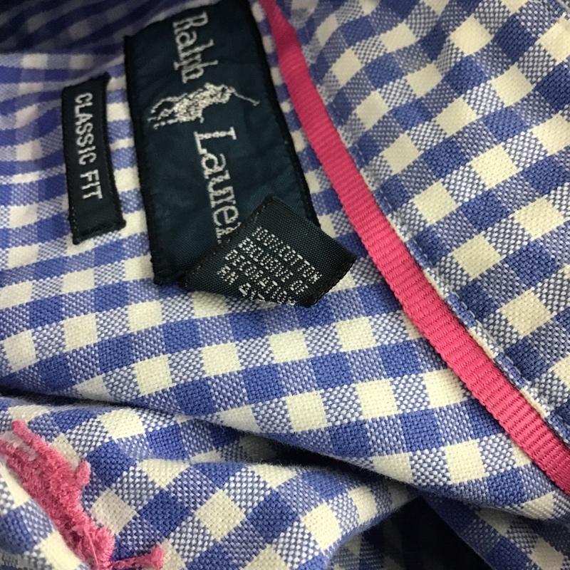 ラルフローレン RALPHLAUREN シャツ、ブラウス 長袖 長袖シャツ カラーシャツ ポケットシャツ 長袖カットソー ギンガムチェックシャツ L チェック 白 / ホワイト / X 水色 / ライトブルー / メンズ USED 古着 中古 10103254