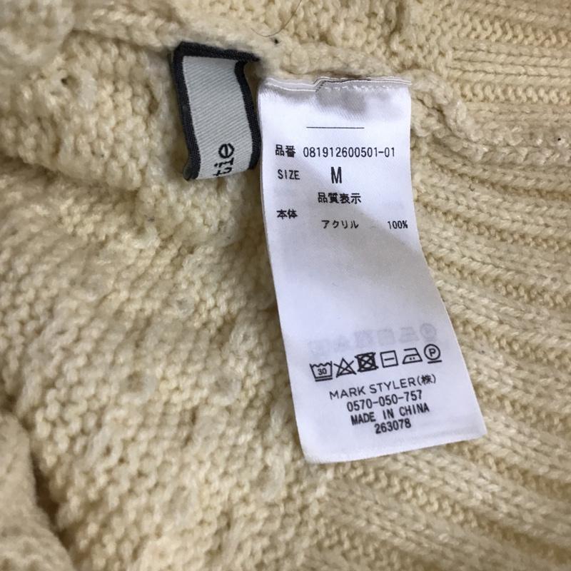 ジュエティ jouetie ニット、セーター 長袖 081912600501-01 ターンカラ−ニット 長袖ニット タートルネック ケーブルニット M 総柄 オフホワイト / オフホワイト / レディース USED 古着 中古 10103263