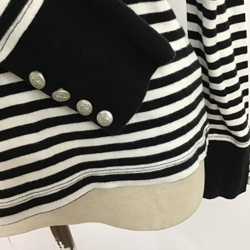 エムシーエム MCM カットソー 長袖 長袖ボーダーカットソー 袖リブカットソー 長袖VネックTシャツ M ボーダー柄 白 / ホワイト / X 黒 / ブラック / レディース USED 古着 中古 10103297