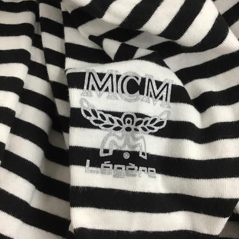 エムシーエム MCM カットソー 長袖 長袖ボーダーカットソー 袖リブカットソー 長袖VネックTシャツ M ボーダー柄 白 / ホワイト / X 黒 / ブラック / レディース USED 古着 中古 10103297