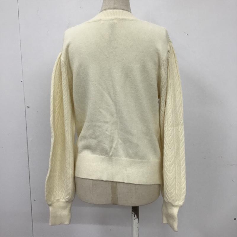 ローリーズファーム LOWRYS FARM ニット、セーター 長袖 LF621373TS 長袖ニット クルーネックセーター リブニット FREE 総柄 白 / ホワイト / レディース USED 古着 中古 10103321