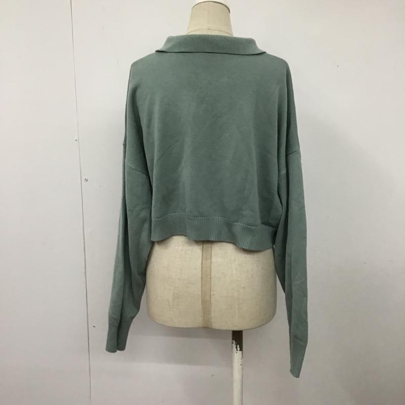 レイカズン Ray Cassin カーディガン 長袖 522-939080 衿付きニットカーディガン ショート丈 長袖カラーニットカーディガン FREE 無地 緑 / グリーン / レディース USED 古着 中古 10103323