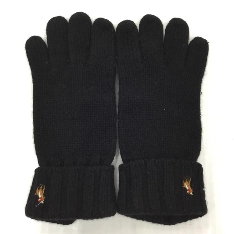 ポロラルフローレン POLO RALPH LAUREN ファッション小物 手袋 ウール ワンポイント 黒 / ブラック / メンズ USED 古着 中古 10103336