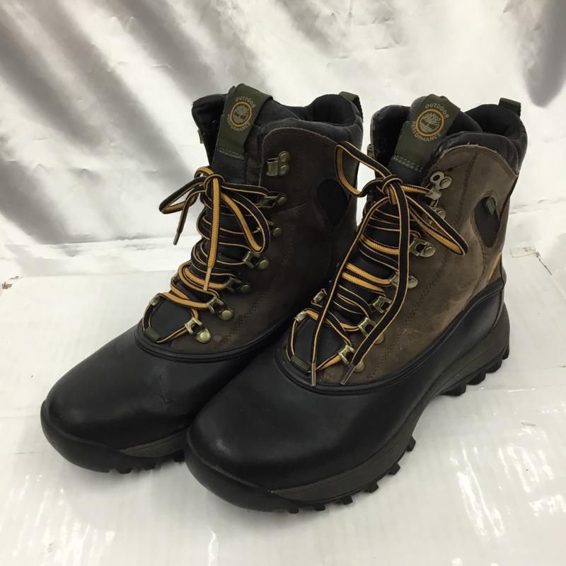 ティンバーランド Timberland アウトドアシューズ アウトドアシューズ 86128 トレッキング 9.5M ウォータープルーフ ワンポイント 茶 / ブラウン / X 黒 / ブラック / メンズ USED 古着 中古 10103409
