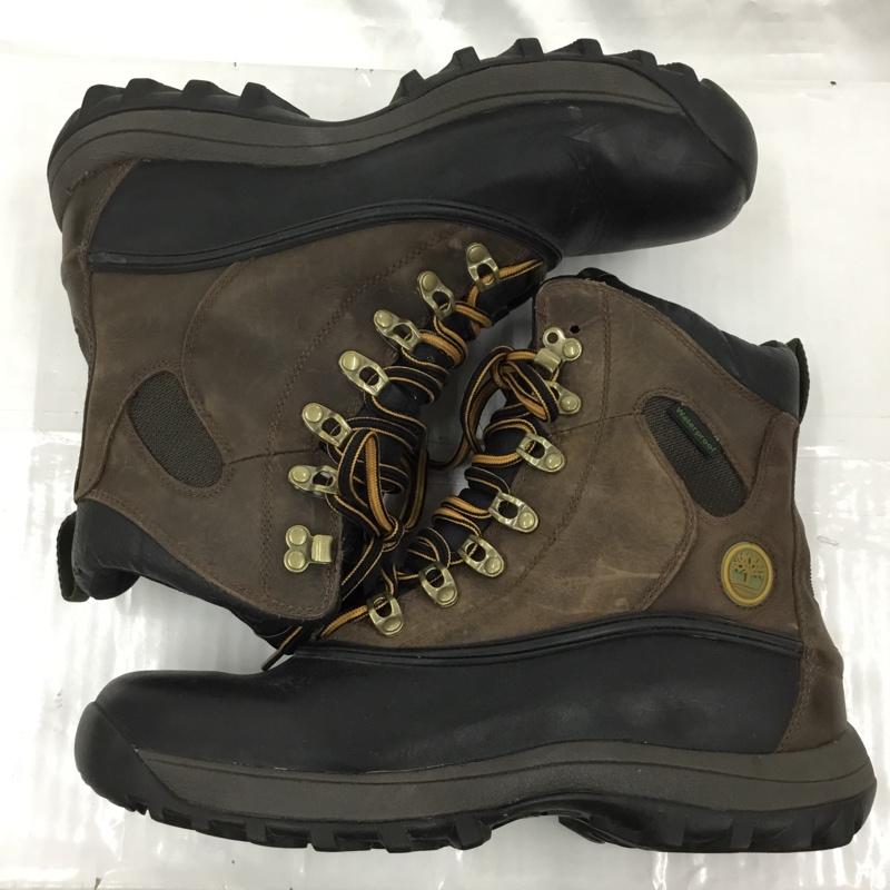 ティンバーランド Timberland アウトドアシューズ アウトドアシューズ 86128 トレッキング 9.5M ウォータープルーフ ワンポイント 茶 / ブラウン / X 黒 / ブラック / メンズ USED 古着 中古 10103409