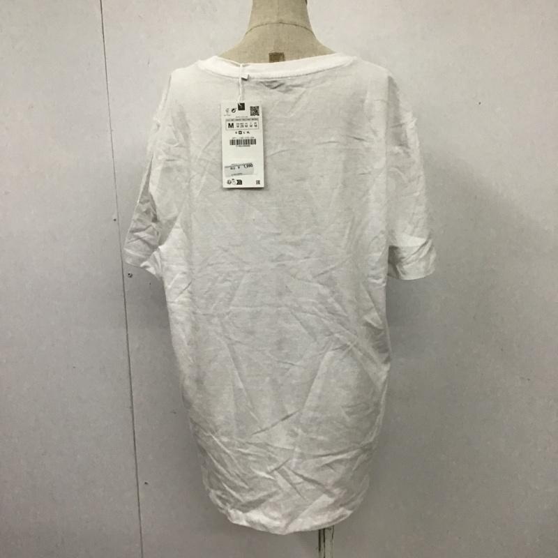 ザラ ZARA Tシャツ 半袖 M 無地 X ロゴ、文字 白 / ホワイト / レディース USED 古着 中古 10103410