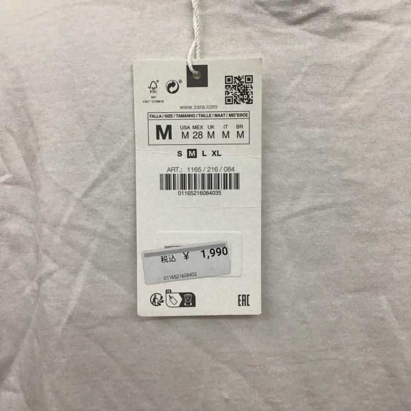 ザラ ZARA Tシャツ 半袖 M 無地 X ロゴ、文字 白 / ホワイト / レディース USED 古着 中古 10103410