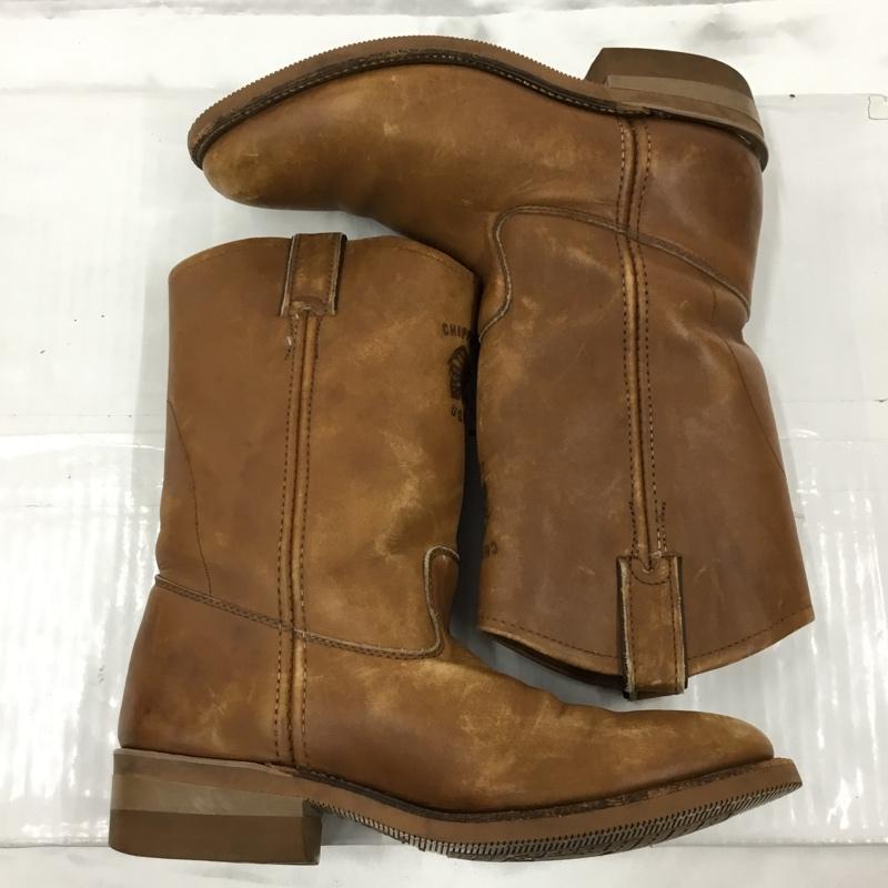 チペワ Chippewa ブーツ ウエスタンブーツ 26790 ペコスタイプ 7 1/2 レザー ワンポイント 茶 / ブラウン / メンズ USED 古着 中古 10103448