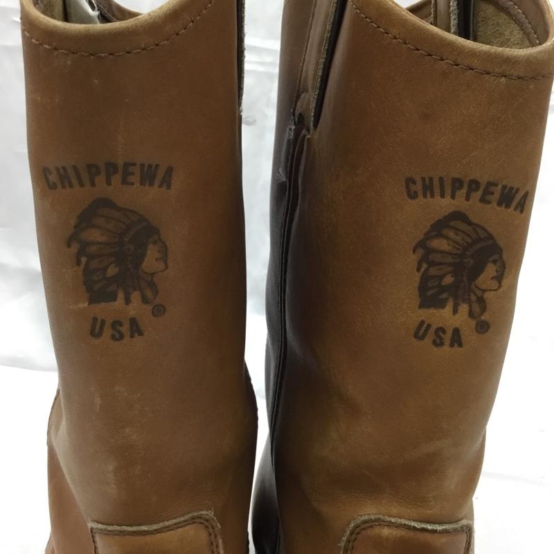 チペワ Chippewa ブーツ ウエスタンブーツ 26790 ペコスタイプ 7 1/2 レザー ワンポイント 茶 / ブラウン / メンズ USED 古着 中古 10103448