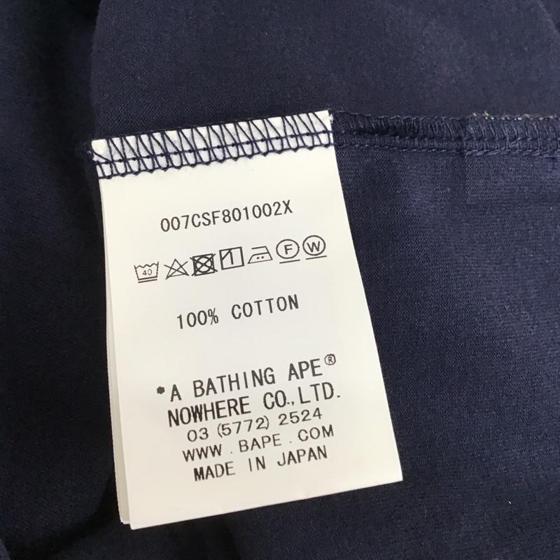 アベイシングエイプ A BATHING APE Tシャツ 半袖 007CSF801002X Tシャツ 半袖カットソー クルーネックカットソー M ロゴ、文字 紺 / ネイビー / メンズ USED 古着 中古 10103466