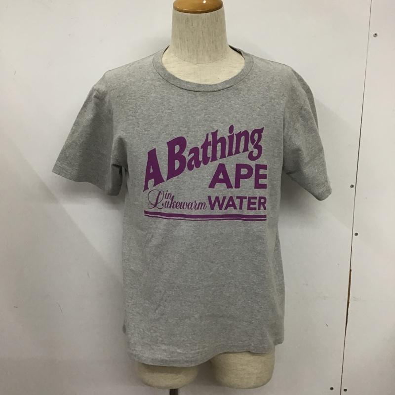 アベイシングエイプ A BATHING APE Tシャツ 半袖 半袖カットソー プリントTシャツ クルーネックカットソー M ロゴ、文字 灰 / グレー / メンズ USED 古着 中古 10103476
