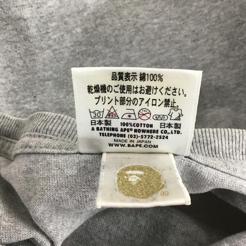 アベイシングエイプ A BATHING APE Tシャツ 半袖 半袖カットソー プリントTシャツ クルーネックカットソー M ロゴ、文字 灰 / グレー / メンズ USED 古着 中古 10103476