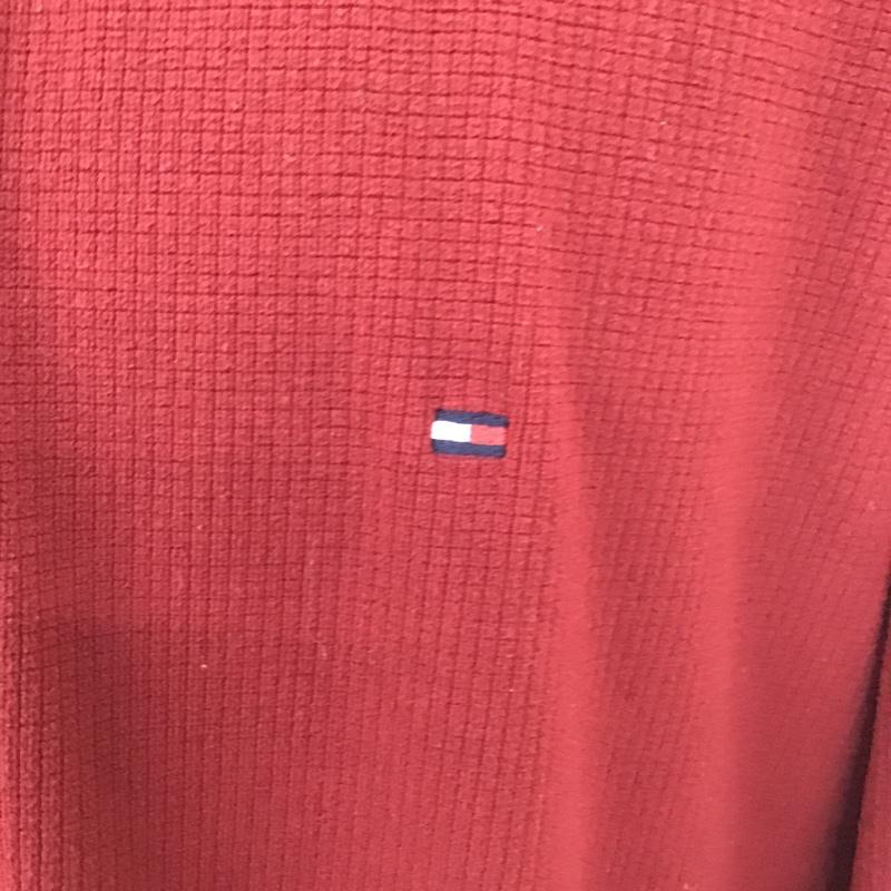 トミーヒルフィガー TOMMY HILFIGER カットソー 長袖 ハーフジップ XXL 無地 えんじ / ワインレッド / メンズ USED 古着 中古 10103487