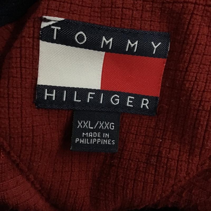トミーヒルフィガー TOMMY HILFIGER カットソー 長袖 ハーフジップ XXL 無地 えんじ / ワインレッド / メンズ USED 古着 中古 10103487