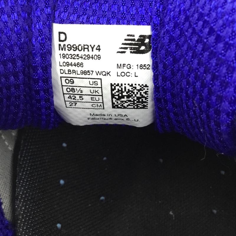 ニューバランス New Balance スニーカー スニーカー M990 RY4 USA製 27cm 27.0cm ロゴ、文字 青 / ブルー / メンズ USED 古着 中古 10103524