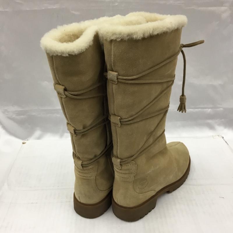 ティンバーランド Timberland ブーツ ロングブーツ 26367 レースアップ ムートン 6W ワンポイント ベージュ / ベージュ / レディース USED 古着 中古 10103568