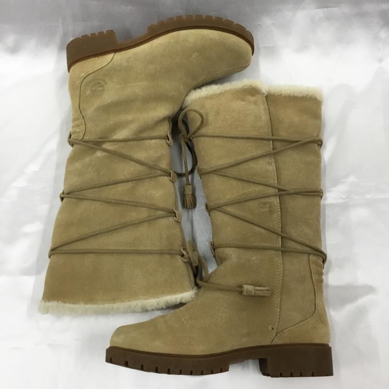 ティンバーランド Timberland ブーツ ロングブーツ 26367 レースアップ ムートン 6W ワンポイント ベージュ / ベージュ / レディース USED 古着 中古 10103568