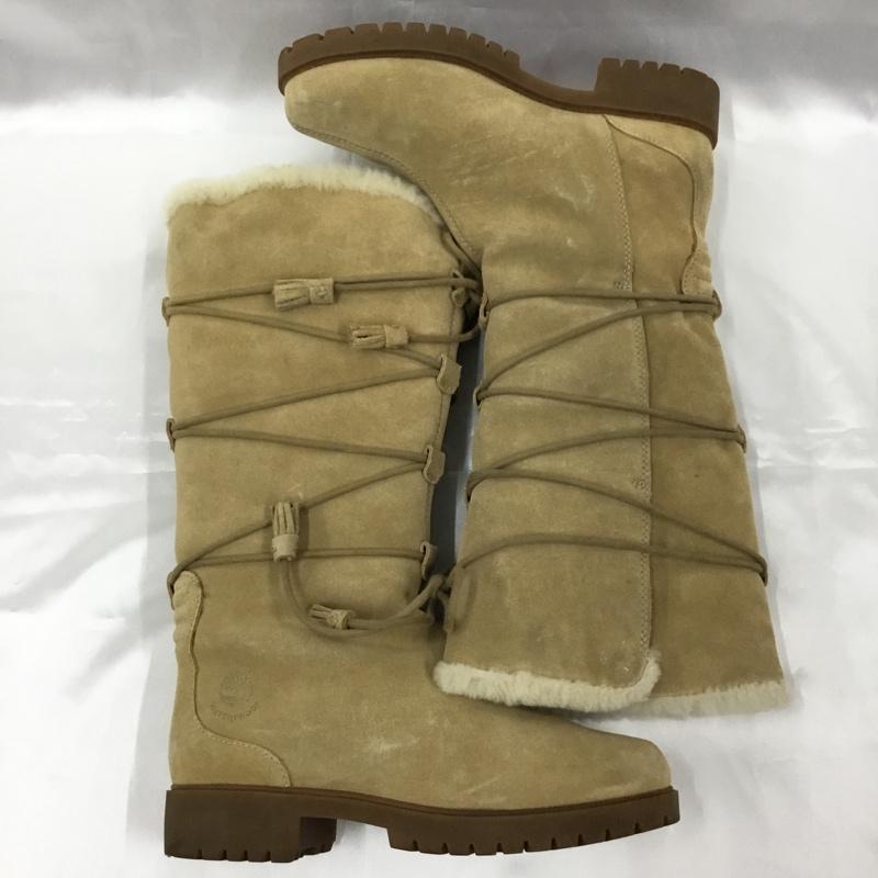 ティンバーランド Timberland ブーツ ロングブーツ 26367 レースアップ ムートン 6W ワンポイント ベージュ / ベージュ / レディース USED 古着 中古 10103568