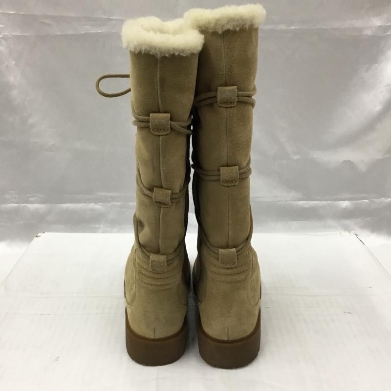 ティンバーランド Timberland ブーツ ロングブーツ 26367 レースアップ ムートン 6W ワンポイント ベージュ / ベージュ / レディース USED 古着 中古 10103568