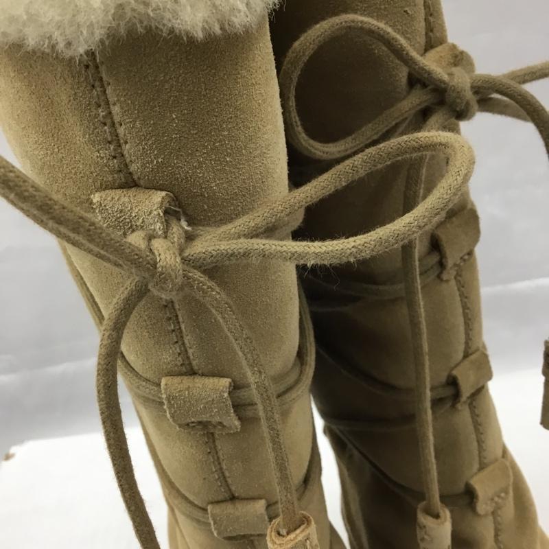 ティンバーランド Timberland ブーツ ロングブーツ 26367 レースアップ ムートン 6W ワンポイント ベージュ / ベージュ / レディース USED 古着 中古 10103568