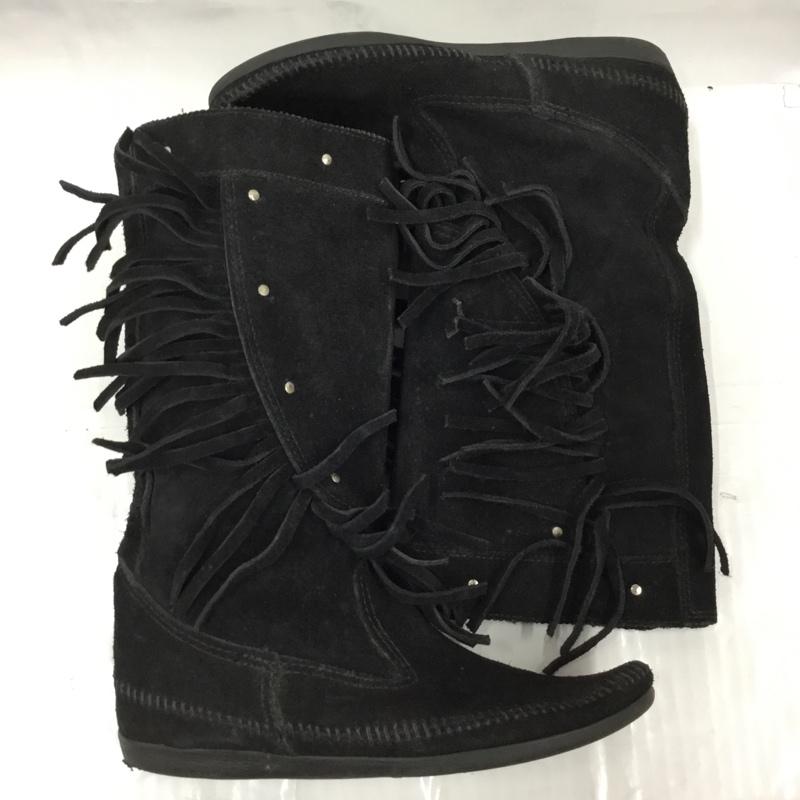 ミネトンカ Minnetonka ブーツ 一般 1229 スタッズ フリンジブーツ 無地 黒 / ブラック / レディース USED 古着 中古 10103570