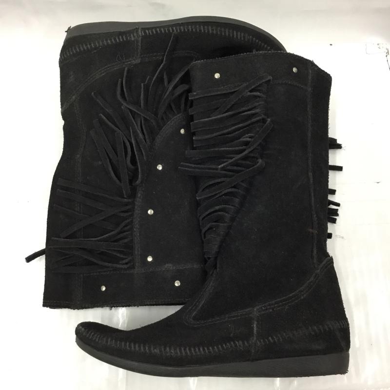 ミネトンカ Minnetonka ブーツ 一般 1229 スタッズ フリンジブーツ 無地 黒 / ブラック / レディース USED 古着 中古 10103570