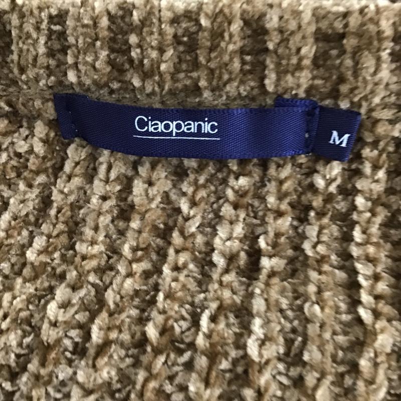 チャオパニック CIAOPANIC ニット、セーター 長袖 長袖ニット リブニット クルーネックカットソー セーター M 無地 茶 / ブラウン / メンズ USED 古着 中古 10103594