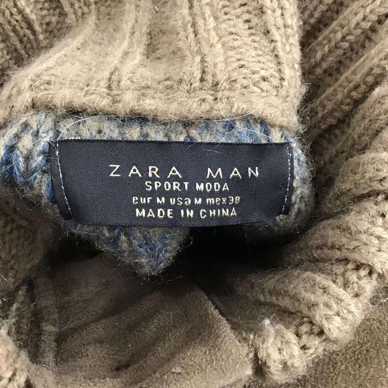 ザラメン ZARA MAN ニット、セーター 長袖 長袖ニットカーディガン タートルネック セーター 前開ニット M 無地 茶 / ブラウン / メンズ USED 古着 中古 10103595