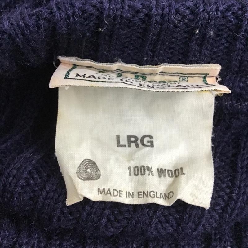 エルエルビーン L.L.Bean ニット、セーター 長袖 ウール エルボーパッチ イングランド製 L 無地 紺 / ネイビー / メンズ USED 古着 中古 10103625