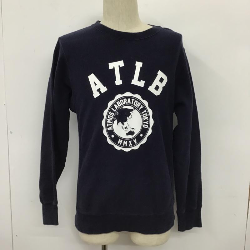 アトモスラボ ATMOS LAB トレーナー 長袖 AL16F-PC013 裏起毛 スウェット M ロゴ、文字 紺 / ネイビー / メンズ USED 古着 中古 10103628