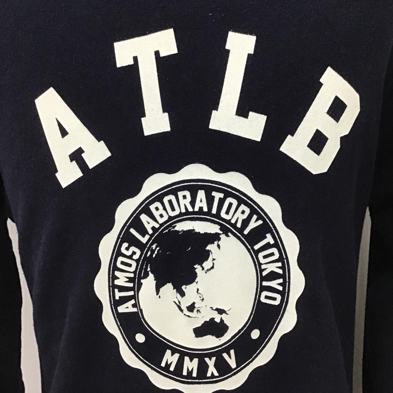 アトモスラボ ATMOS LAB トレーナー 長袖 AL16F-PC013 裏起毛 スウェット M ロゴ、文字 紺 / ネイビー / メンズ USED 古着 中古 10103628