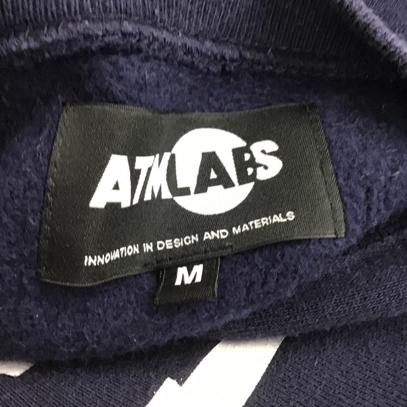 アトモスラボ ATMOS LAB トレーナー 長袖 AL16F-PC013 裏起毛 スウェット M ロゴ、文字 紺 / ネイビー / メンズ USED 古着 中古 10103628