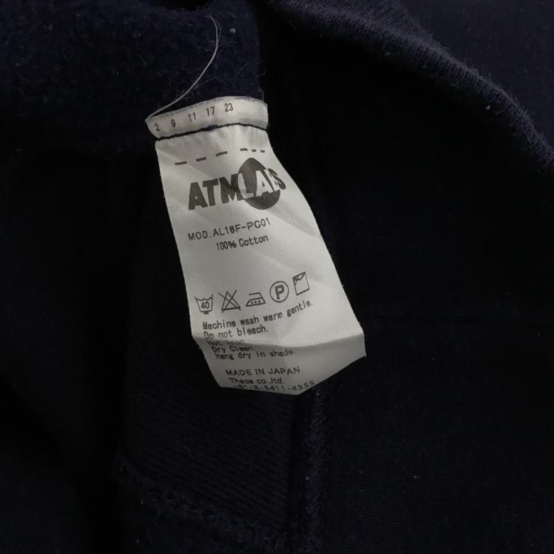 アトモスラボ ATMOS LAB トレーナー 長袖 AL16F-PC013 裏起毛 スウェット M ロゴ、文字 紺 / ネイビー / メンズ USED 古着 中古 10103628