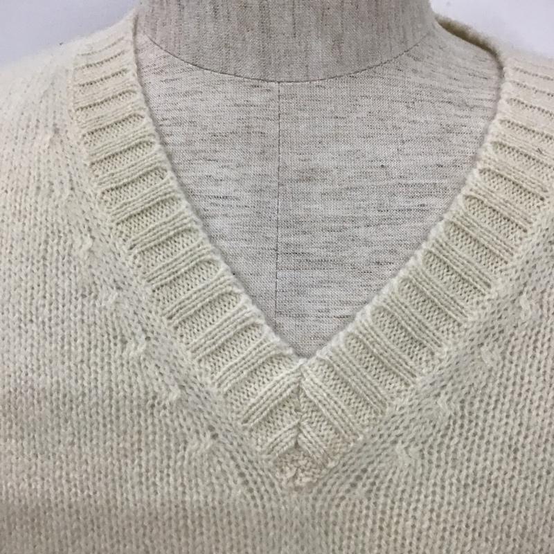 トミーヒルフィガー TOMMY HILFIGER ニット、セーター 長袖 Vネック ウール L ワンポイント アイボリー / アイボリー / メンズ USED 古着 中古 10103633