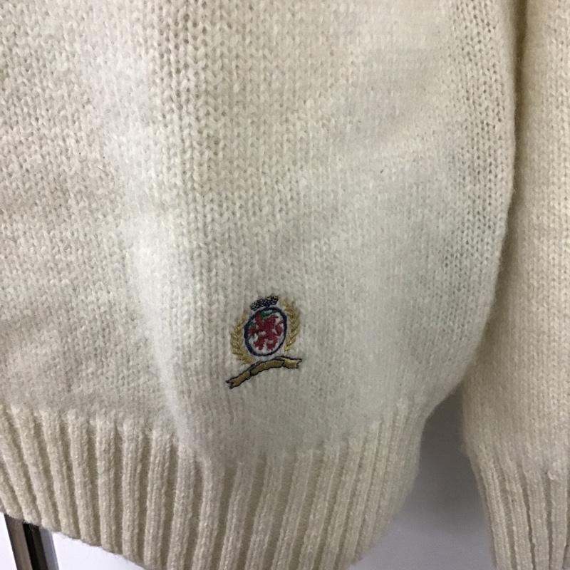 トミーヒルフィガー TOMMY HILFIGER ニット、セーター 長袖 Vネック ウール L ワンポイント アイボリー / アイボリー / メンズ USED 古着 中古 10103633