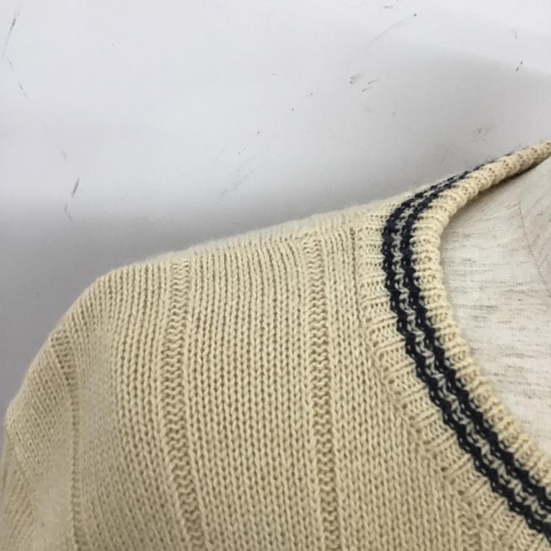 トミーヒルフィガー TOMMY HILFIGER ニット、セーター 長袖 クルーネック コットン ウール M ワンポイント 紺 / ネイビー / X えんじ / ワインレッド / X アイボリー / アイボリー / メンズ USED 古着 中古 10103635