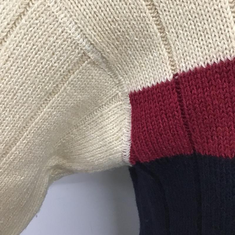 トミーヒルフィガー TOMMY HILFIGER ニット、セーター 長袖 クルーネック コットン ウール M ワンポイント 紺 / ネイビー / X えんじ / ワインレッド / X アイボリー / アイボリー / メンズ USED 古着 中古 10103635