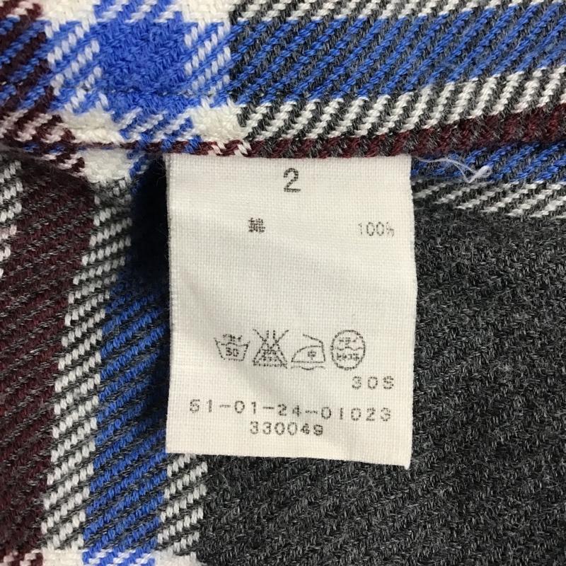 ブルーワーク BLUE WORK シャツ、ブラウス 長袖 コットン ボタンダウン 2 チェック 白 / ホワイト / X 青 / ブルー / X えんじ / ワインレッド / X ダークグレー / ダークグレー / メンズ USED 古着 中古 10103645