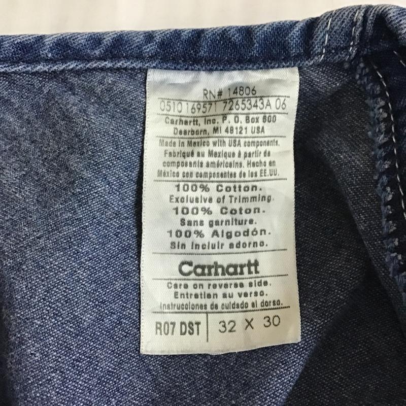 カーハート Carhartt サロペット・オーバーオール サロペット、オーバーオール R07DST デニム 32 × 30 ロゴ、文字 青 / ブルー / メンズ USED 古着 中古 10103652
