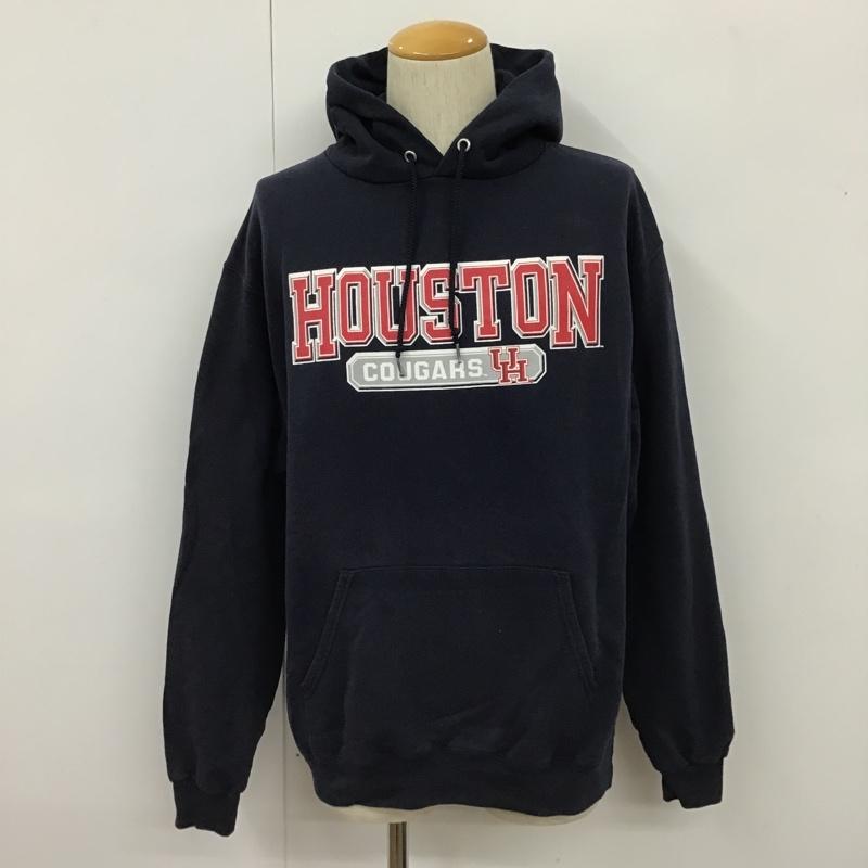 チャンピオン Champion パーカー 長袖 ECO AUTHENTIC スウェット プルオーバー 裏起毛 L ロゴ、文字 紺 / ネイビー / メンズ USED 古着 中古 10103654