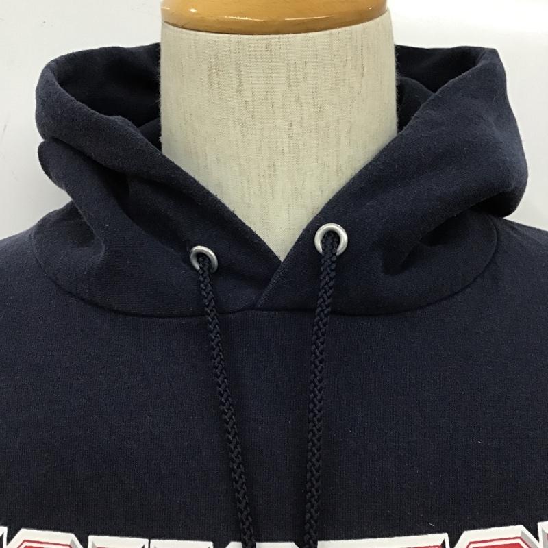 チャンピオン Champion パーカー 長袖 ECO AUTHENTIC スウェット プルオーバー 裏起毛 L ロゴ、文字 紺 / ネイビー / メンズ USED 古着 中古 10103654