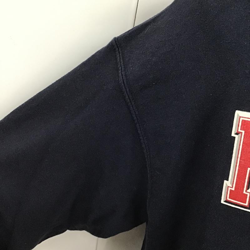 チャンピオン Champion パーカー 長袖 ECO AUTHENTIC スウェット プルオーバー 裏起毛 L ロゴ、文字 紺 / ネイビー / メンズ USED 古着 中古 10103654
