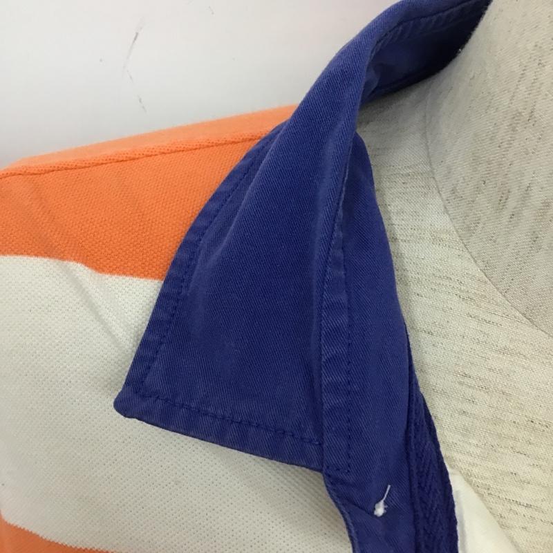 ポロバイラルフローレン Polo by RALPH LAUREN ポロシャツ 半袖 ビッグポニー ボーダー M ワンポイント 白 / ホワイト / X 橙 / オレンジ / X 紺 / ネイビー / メンズ USED 古着 中古 10103684