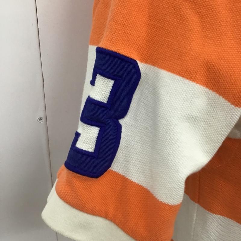 ポロバイラルフローレン Polo by RALPH LAUREN ポロシャツ 半袖 ビッグポニー ボーダー M ワンポイント 白 / ホワイト / X 橙 / オレンジ / X 紺 / ネイビー / メンズ USED 古着 中古 10103684