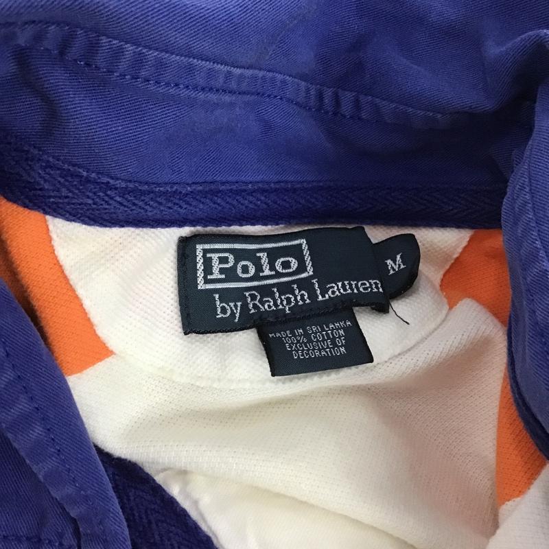 ポロバイラルフローレン Polo by RALPH LAUREN ポロシャツ 半袖 ビッグポニー ボーダー M ワンポイント 白 / ホワイト / X 橙 / オレンジ / X 紺 / ネイビー / メンズ USED 古着 中古 10103684