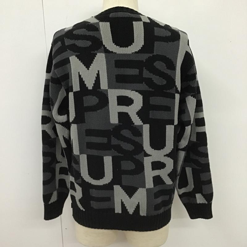 シュプリーム Supreme ニット、セーター 長袖 18FW Big Letters Sweater ロゴ S 総柄 黒 / ブラック / X ダークグレー / ダークグレー / X 灰 / グレー / メンズ USED 古着 中古 10103695