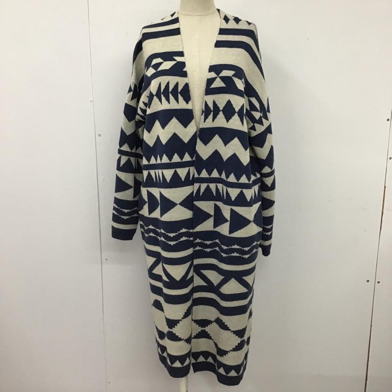アズールバイマウジー AZUL BY MOUSSY カーディガン 長袖 250AAW70-A283 長袖ニットカーディガン ネイティブ柄長袖ロングガウン 総柄 S ネイティブ柄 白 / ホワイト / X 青 / ブルー / レディース USED 古着 中古 10103714