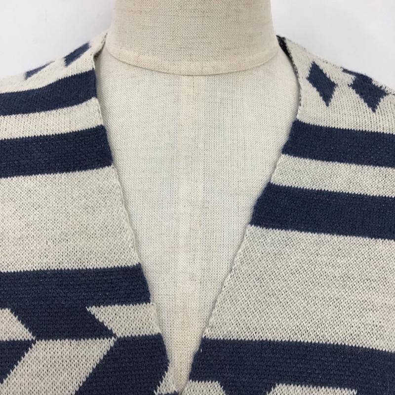 アズールバイマウジー AZUL BY MOUSSY カーディガン 長袖 250AAW70-A283 長袖ニットカーディガン ネイティブ柄長袖ロングガウン 総柄 S ネイティブ柄 白 / ホワイト / X 青 / ブルー / レディース USED 古着 中古 10103714