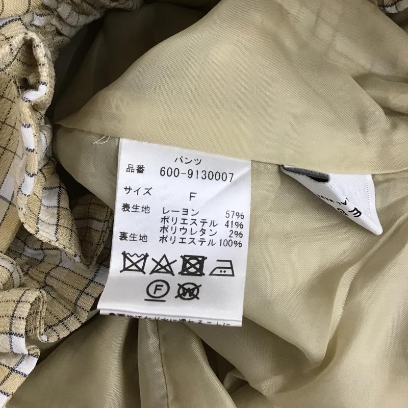 ローズバッド ROSE BUD ボトムス ボトムス 600-9130007 チェックイージーワイドパンツ カジュアルパンツ ハイウエスト ワイルドシルエット FREE チェック ベージュ / ベージュ /  レディース USED 古着 中古 10103747